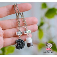Брелки парные для друзей "Best Friends. Кофе с печенькой". Цена за 1 пару